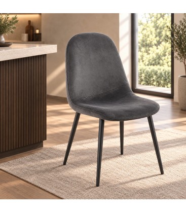 Sgabello bar New Irelia 44a - 53b - 112h - 75h1 - Nero / velluto grigio scuro - dettaglio materiali e finiture