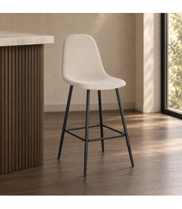 Sgabello bar New Irelia 44a - 53b - 112h - 75h1 - Nero / Beige - vista ambientata principale