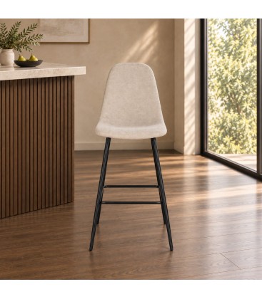 Sgabello bar New Irelia 44a - 53b - 112h - 75h1 - Nero / Beige - vista aggiuntiva