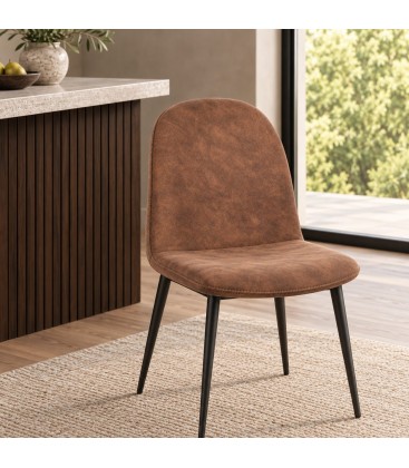 Sgabello bar New Irelia 44a - 53b - 112h - 75h1 - Nero / microfibra cognac - dettaglio materiali e finiture