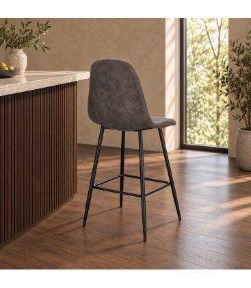 Sgabello bar New Irelia 44a - 53b - 112h - 75h1 - Nero / microfibra grigio scuro - vista ambientata alternativa