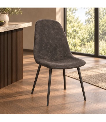 Sgabello bar New Irelia 44a - 53b - 112h - 75h1 - Nero / microfibra grigio scuro - dettaglio materiali e finiture