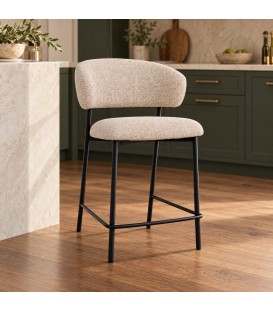 Sgabello cucina Prisca 57a - 60.5b - 95h - 65.5h1 - Nero / Sand - vista ambientata principale