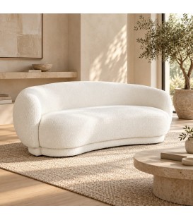 Divano 2 posti Tecla bianco con rivestimento effetto bouclé