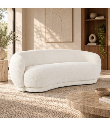 Divano 2 posti Tecla bianco con rivestimento effetto bouclé