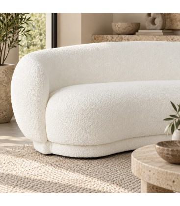 Divano 2 posti Tecla bianco con rivestimento effetto bouclé