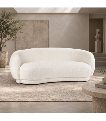 Divano 2 posti Tecla bianco con rivestimento effetto bouclé