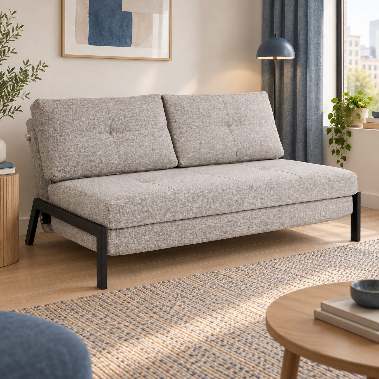 Divano letto 2 posti Hayden beige con rivestimento in poliestere
