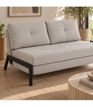 Divano letto 2 posti Hayden beige con rivestimento in poliestere - Beige - dettaglio materiali e finiture