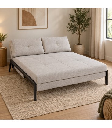 Divano letto 2 posti Hayden beige con rivestimento in poliestere