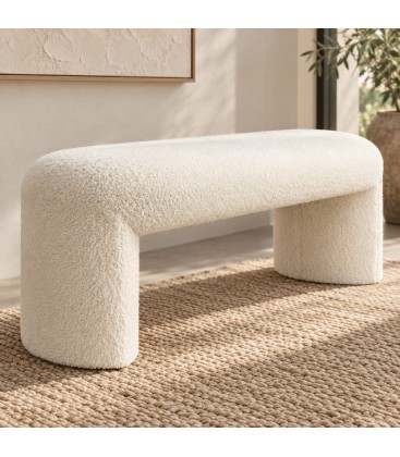 Panca Wilor 110a - 44b - 40h - Avorio - dettaglio materiali e finiture