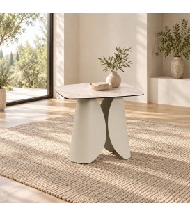 Tavolino Ardis 50x50 beige chiaro con piano in ceramica effetto onice - 50X50 Beige Chiaro - vista ambientata principale