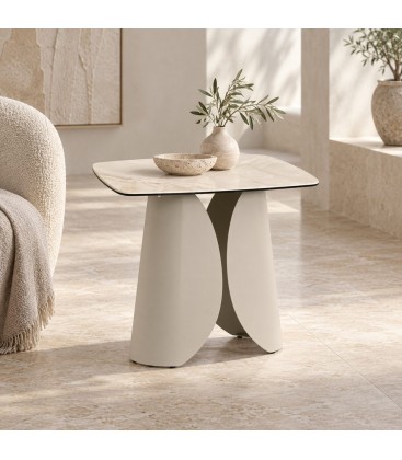 Tavolino Ardis 50x50 beige chiaro con piano in ceramica effetto onice - 50X50 Beige Chiaro - vista aggiuntiva