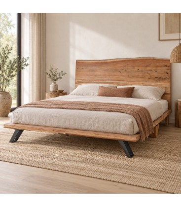 Letto 2 posti Aron con struttura in legno di acacia - 0745658 - vista ambientata alternativa