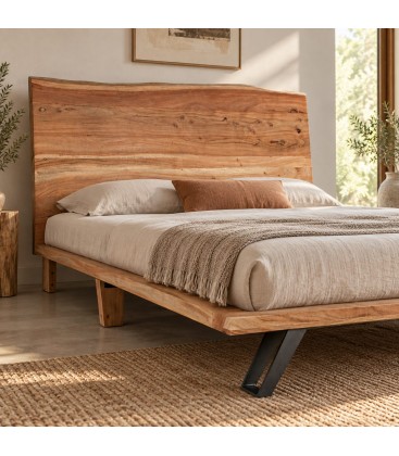 Letto 2 posti Aron con struttura in legno di acacia - 0745658 - dettaglio materiali e finiture