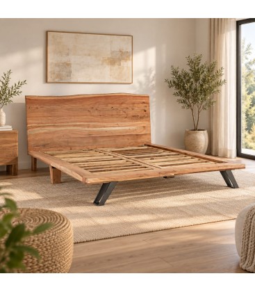 Letto 2 posti Aron con struttura in legno di acacia - 0745658 - vista aggiuntiva