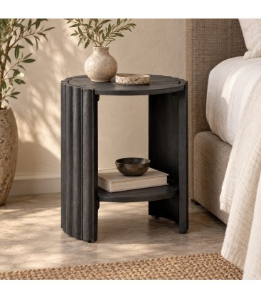 Comodino Orissa Ø43a - 50h - Nero - dettaglio materiali e finiture