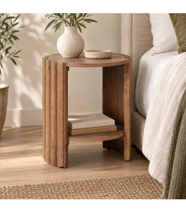 Comodino Orissa Ø43a - 50h - Naturale - dettaglio materiali e finiture