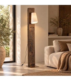 Piantana Cocoon ottone bianco H200 in teak riciclato