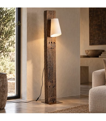 Piantana Cocoon ottone bianco H200 in teak riciclato