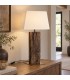Lampada da tavolo Hugo ottone bianco H85 in teak riciclato