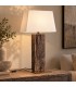 Lampada da tavolo Hugo ottone bianco H85 in teak riciclato