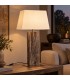 Lampada da tavolo Hugo ottone bianco H85 in teak riciclato