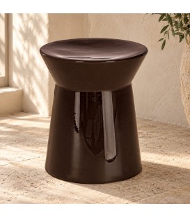 Tavolino decorativo Baraki marrone h45 in ceramica smaltata