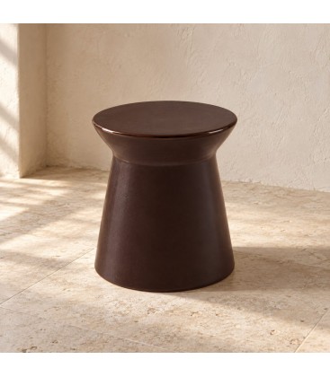 Tavolino decorativo Baraki marrone h45 in ceramica smaltata