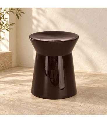 Tavolino decorativo Baraki marrone h45 in ceramica smaltata