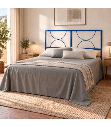 Testata letto matrimoniale in ferro Koris - Blu - copertina della finitura