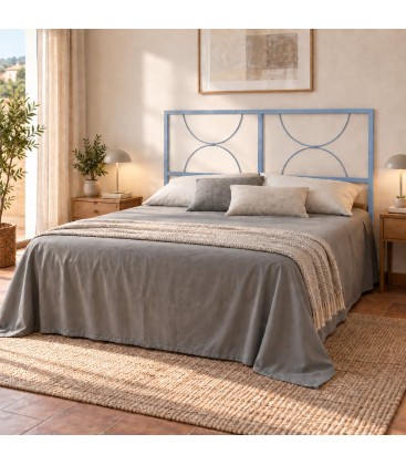Testata letto matrimoniale in ferro Koris - Azzurro - copertina della finitura