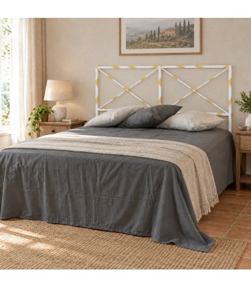 Testata letto matrimoniale in ferro Focus - Bianco oro - copertina della finitura