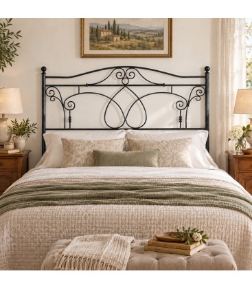 Testata letto matrimoniale in ferro battuto Ester - Nero lucido - copertina della finitura