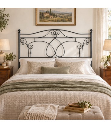 Testata letto matrimoniale in ferro battuto Ester - Nero opaco - copertina della finitura