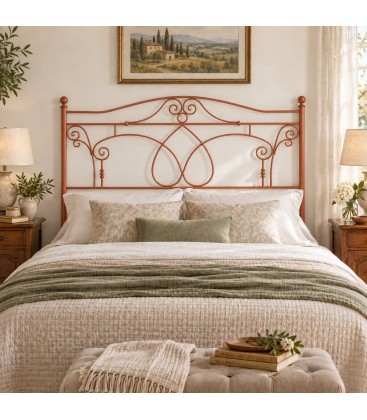Testata letto matrimoniale in ferro battuto Ester - Arancio Rame - copertina della finitura