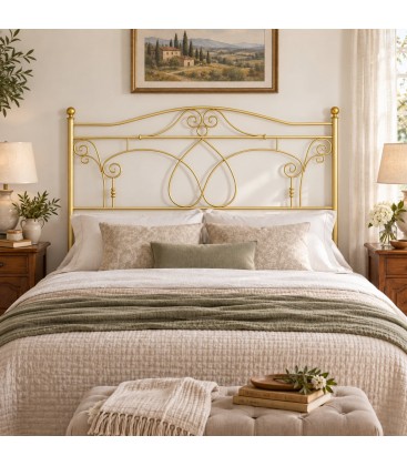 Testata letto matrimoniale in ferro battuto Ester - Oro - copertina della finitura