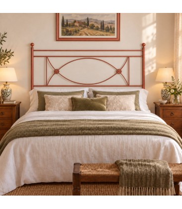 Testata letto matrimoniale in ferro battuto Rossana - Arancio Rame - copertina della finitura