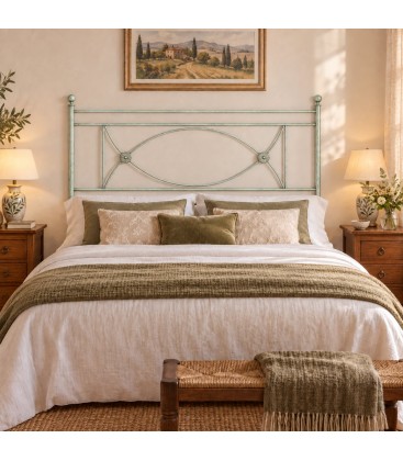 Testata letto matrimoniale in ferro battuto Rossana - Verde - Shabby Chic - copertina della finitura