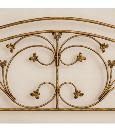 Testata letto matrimoniale in ferro battuto Foglie - Bronzo - dettaglio del ferro