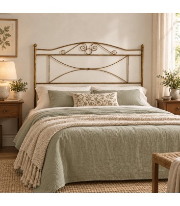 Testata letto matrimoniale in ferro battuto Katya - Bronzo - seconda ambientazione