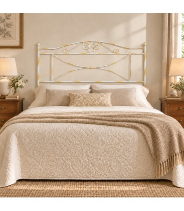 Testata letto matrimoniale in ferro battuto Katya - Bianco oro - copertina della finitura