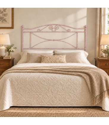 Testata letto matrimoniale in ferro battuto Katya - Rosa - Shabby Chic - copertina della finitura