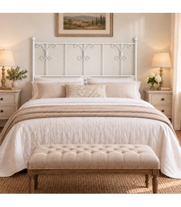 Testata letto matrimoniale in ferro battuto Elena - Bianco lucido - copertina della finitura