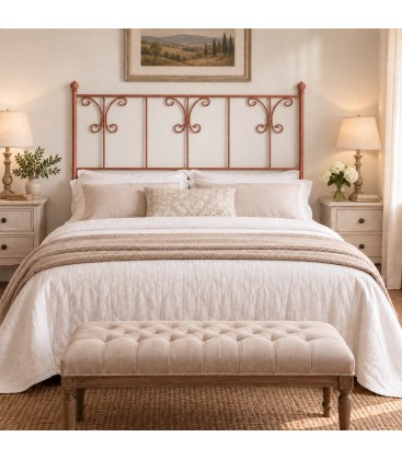 Testata letto matrimoniale in ferro battuto Elena - Arancio Rame - copertina della finitura