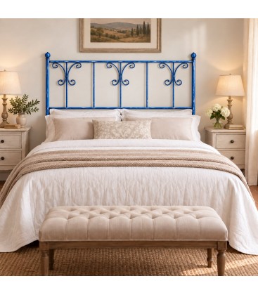 Testata letto matrimoniale in ferro battuto Elena - Blu - copertina della finitura