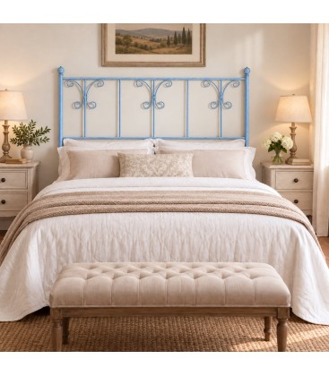 Testata letto matrimoniale in ferro battuto Elena - Azzurro - copertina della finitura