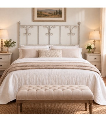 Testata letto matrimoniale in ferro battuto Elena - Tortora - Shabby Chic - copertina della finitura