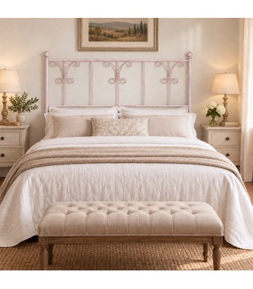 Testata letto matrimoniale in ferro battuto Elena - Rosa - Shabby Chic - copertina della finitura