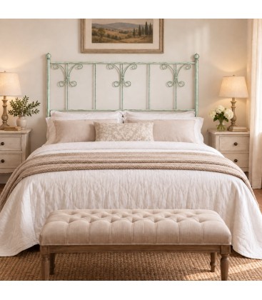 Testata letto matrimoniale in ferro battuto Elena - Verde - Shabby Chic - copertina della finitura